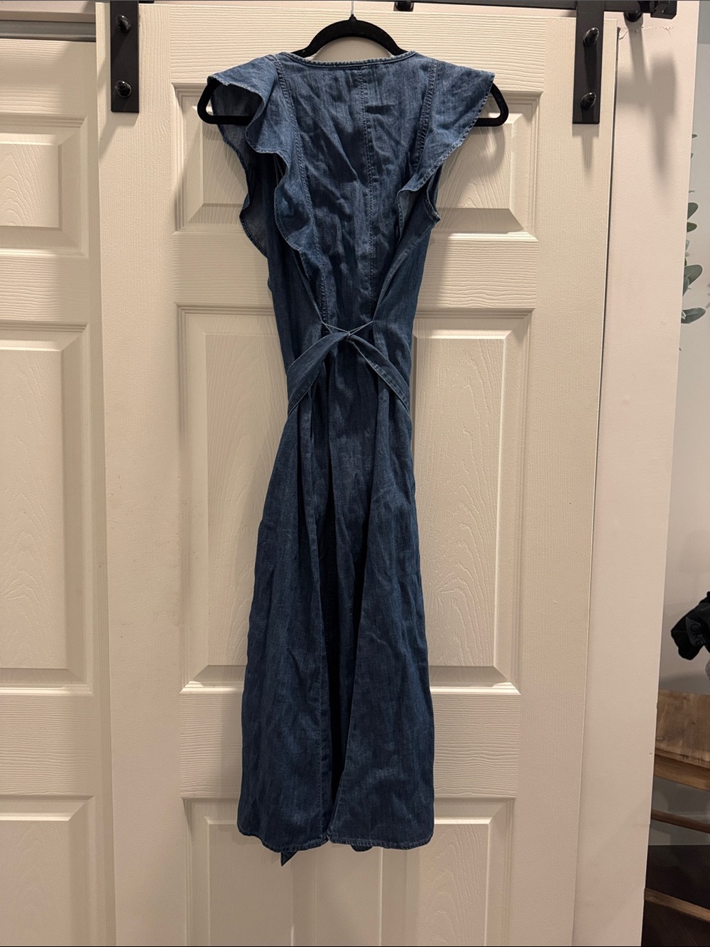 LOFT Chambray Denim Maxi Dress in Blue with Tie Waist nwot size 4 - Picture 9 of 12